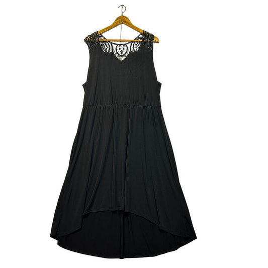 Sara Black Crochet Neck Maxi Dress - Size 2X