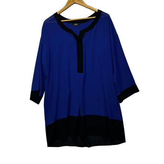 Sara Blue Black Top - Size 16