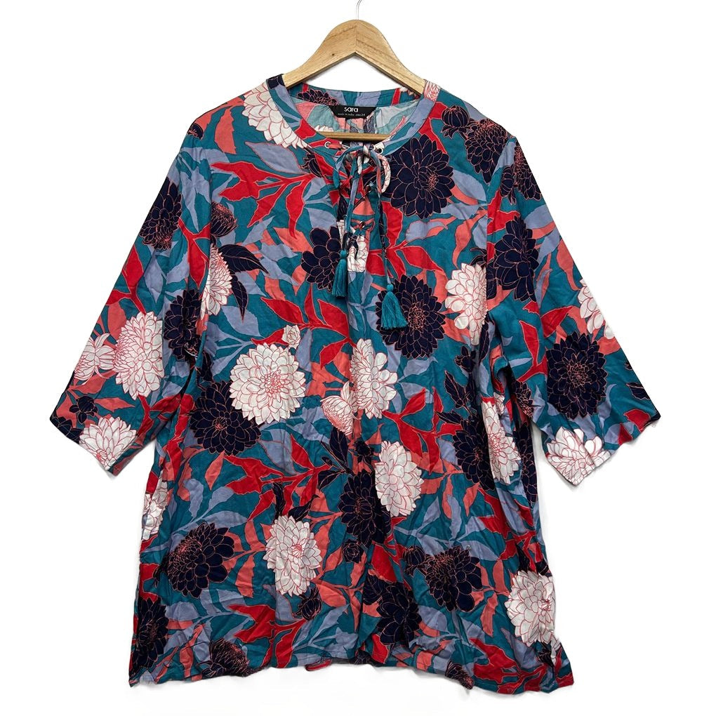 Sara Blue Floral Top - Size 24