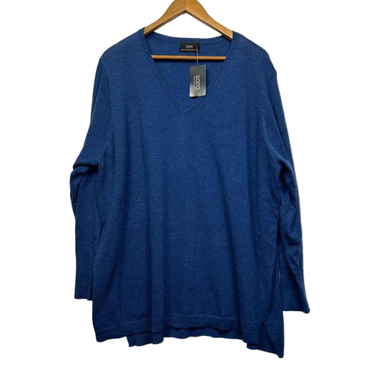 Sara Navy V-Neck Sweater - Size 3X