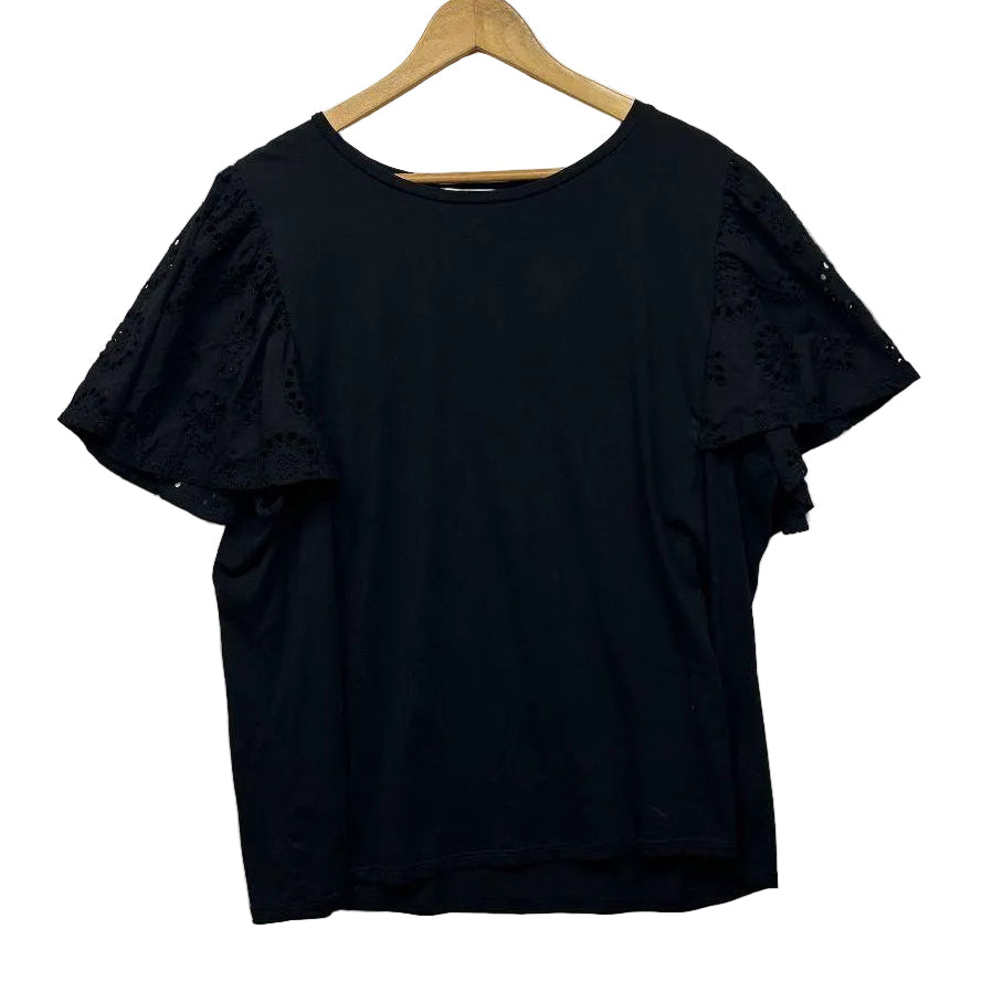 Sass Black Cotton Top - Size 20