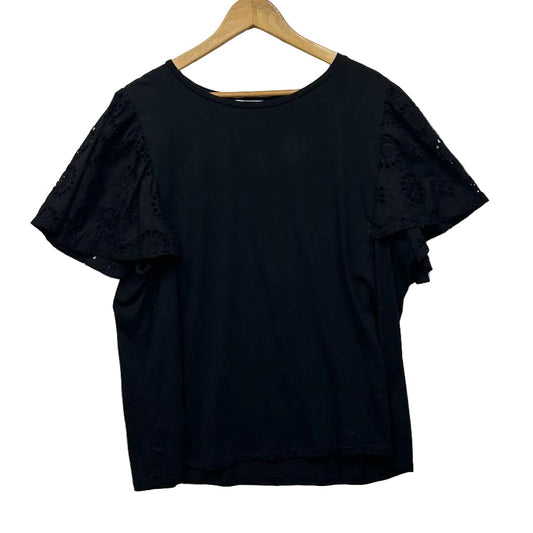 Sass Black Cotton Top - Size 20