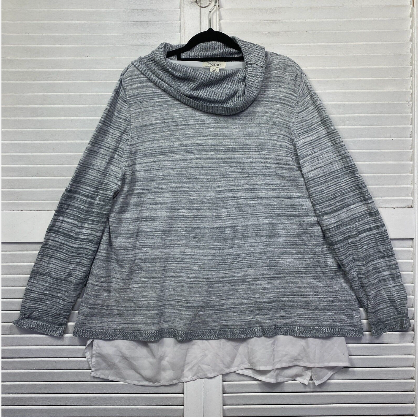 beme Top Womens Medium Plus 18 Grey Long Sleeve Viscose Blend