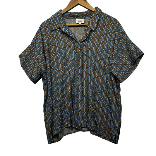Seed Heritage Blue Short Sleeve Shirt - Size 14