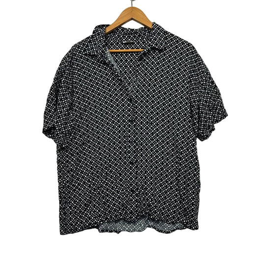 Serra Button Up Black White Top - Size 14