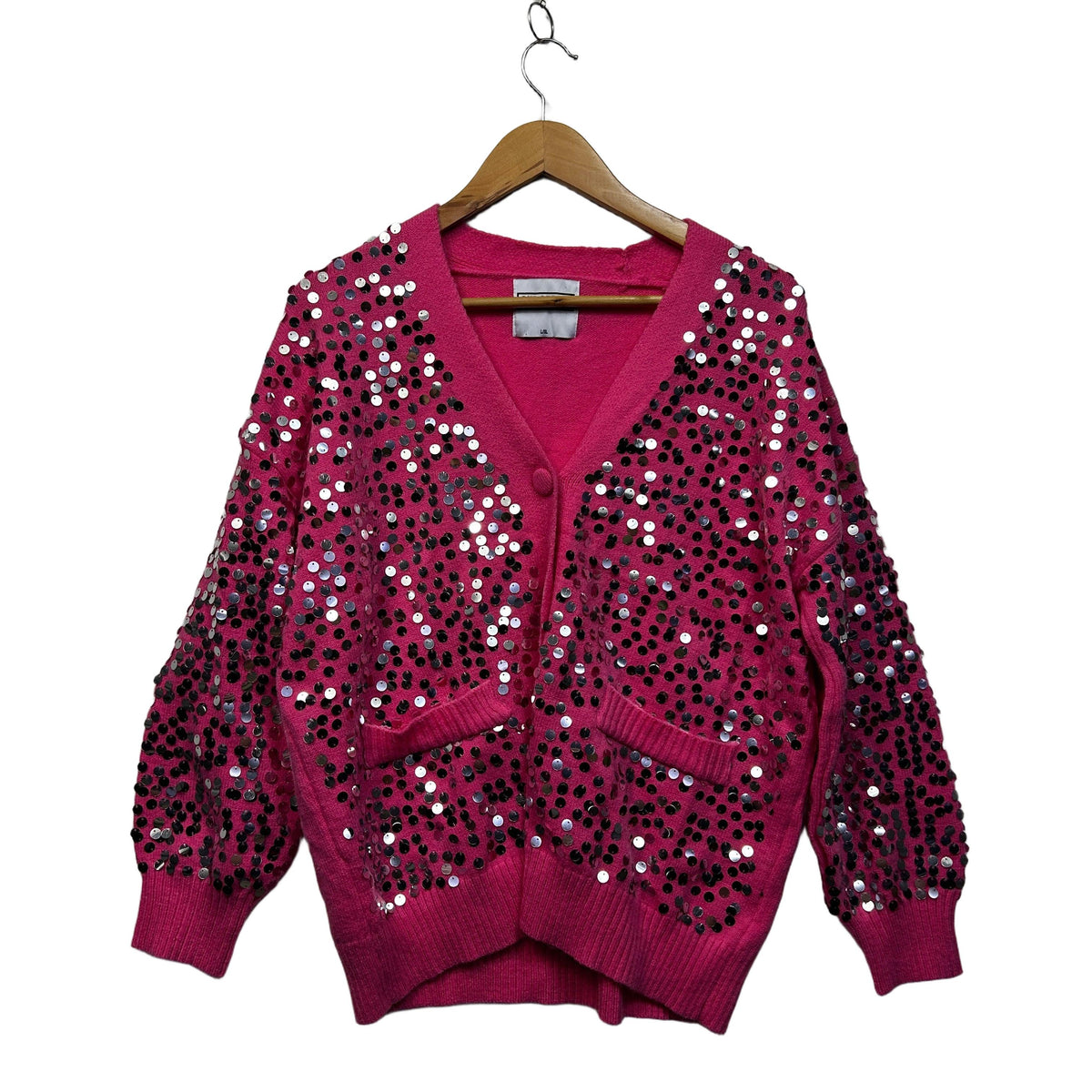 She Street Pink Sequin Cardigan - Size L/XL