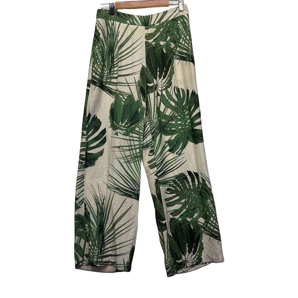 Sheike Green Palm Leaf Print Wide Leg Pants - Size 12