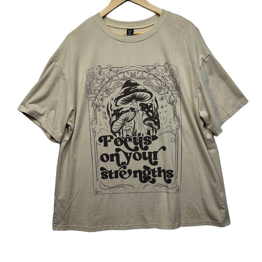 Shein Beige Cotton T-Shirt - Size 0XL