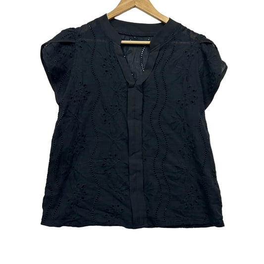 Shein Black Eyelet Embroidered Top - Size XL
