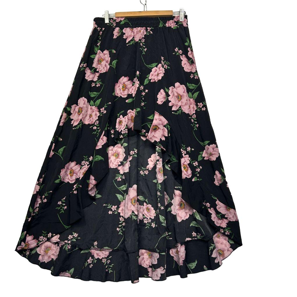Shein Black Floral Maxi Skirt - Size XL