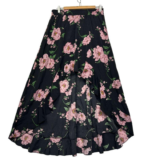 Shein Black Floral Maxi Skirt - Size XL