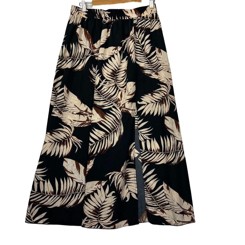 Shein Black Palm Print Maxi Skirt - Size XL