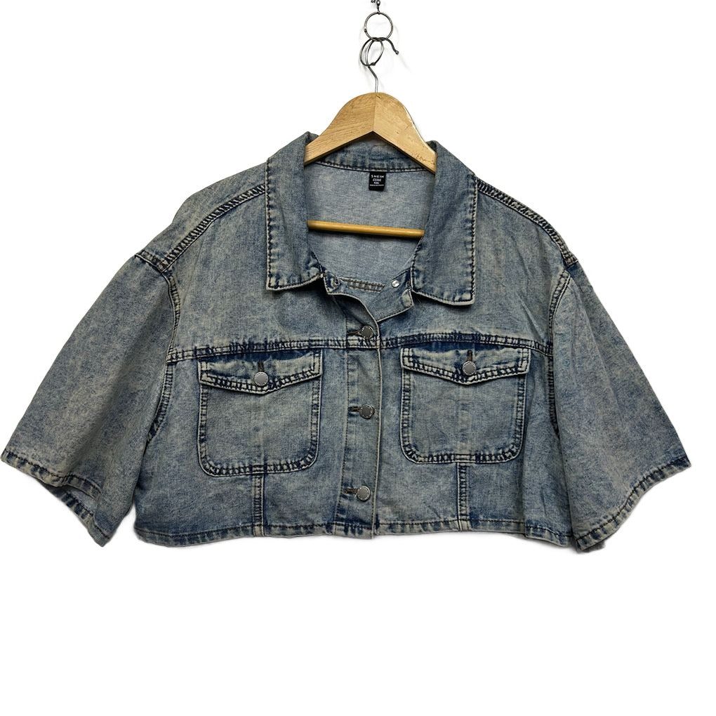 Shein Blue Denim Crop Jacket - Size 4XL