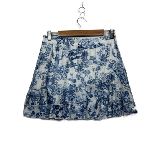 Shein Blue White Floral Mini Skirt - Size XL/14-16