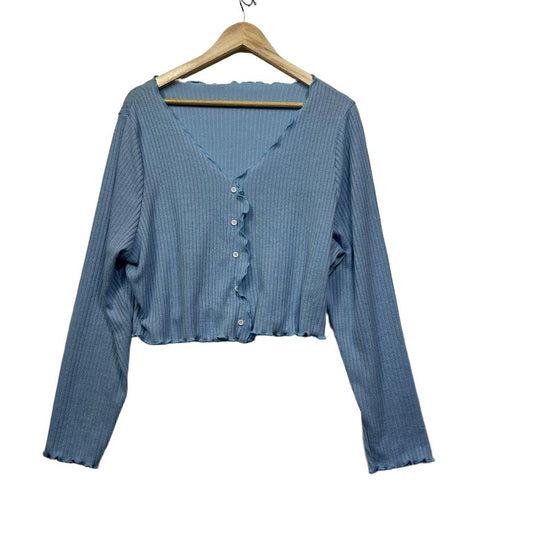 Shein Curve Blue Long Sleeve Crop Top - Size 4XL
