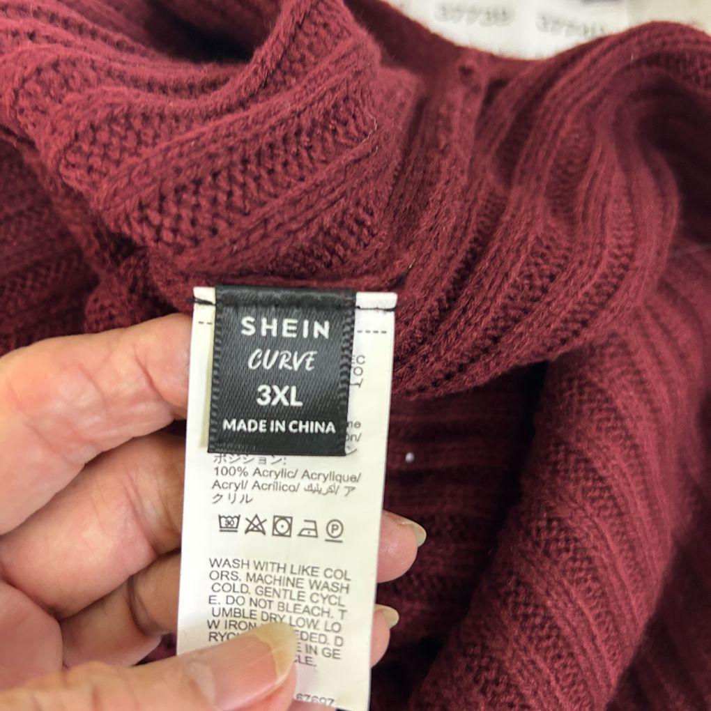 Shein Curve Burgundy Ribbed Knit Midi Skirt - Size 3XL