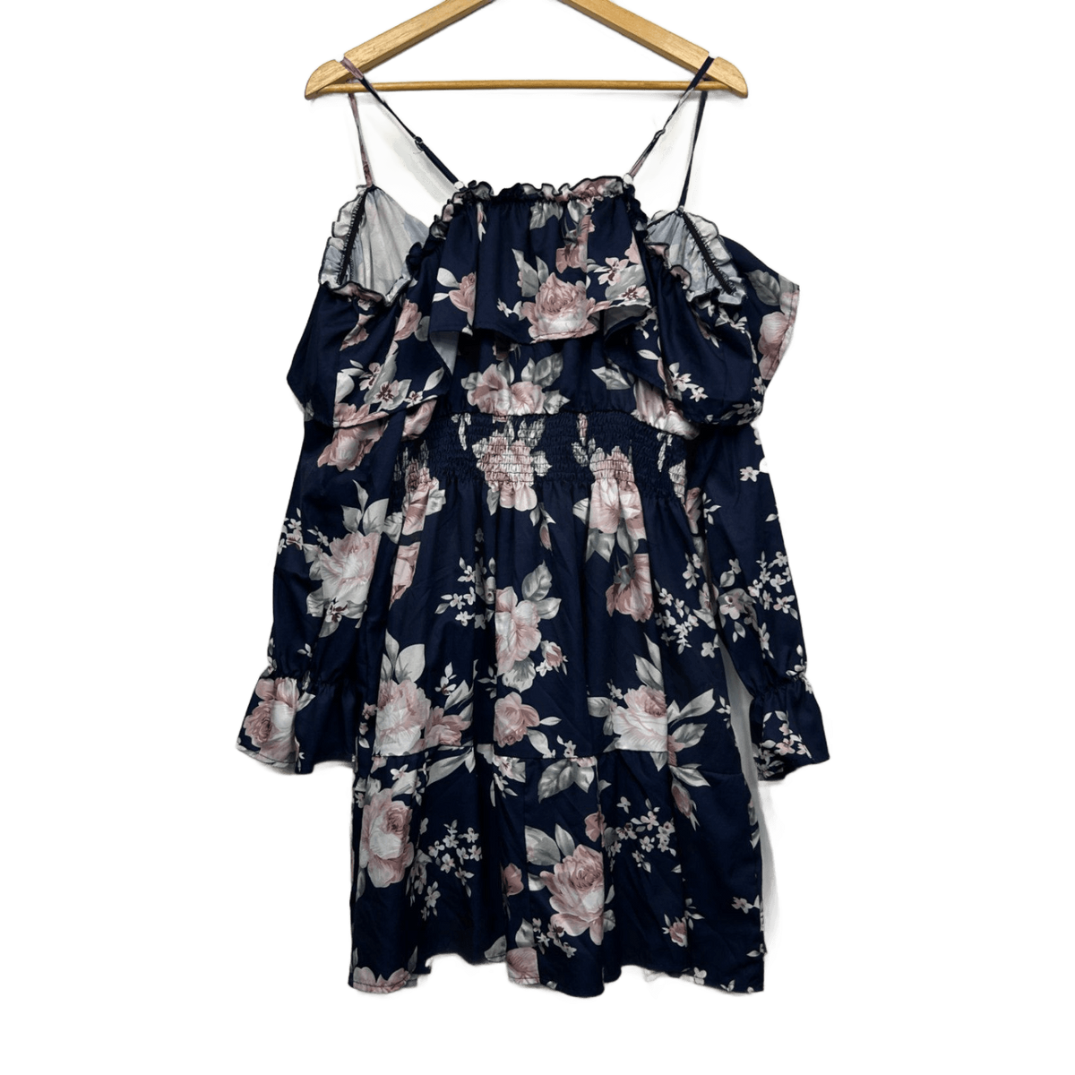 Shein Floral Cold Shoulder Long Sleeve Dress - Size 16