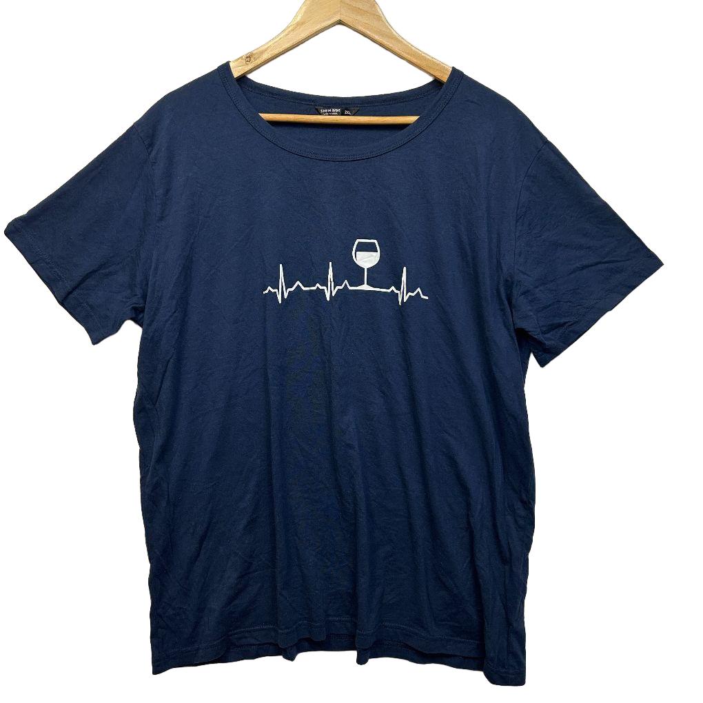 Shein Navy Cotton Wine Tee - Size 2XL