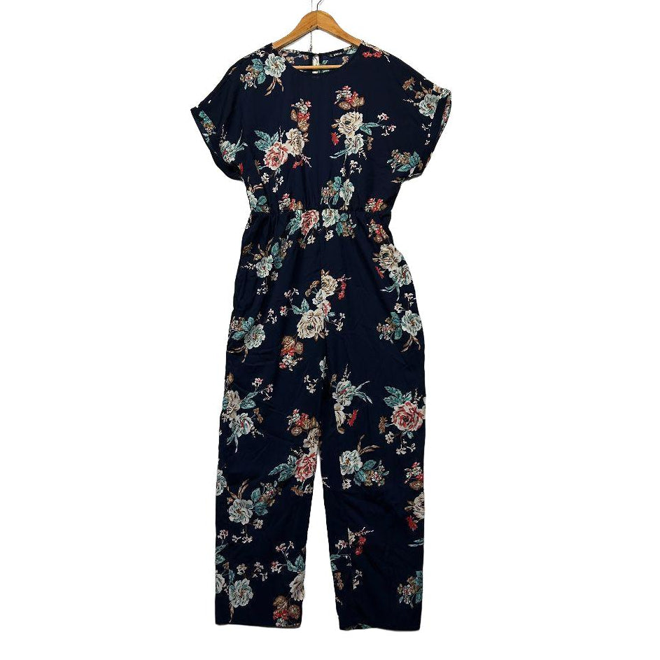 Shein Navy Floral Jumpsuit - Size XL