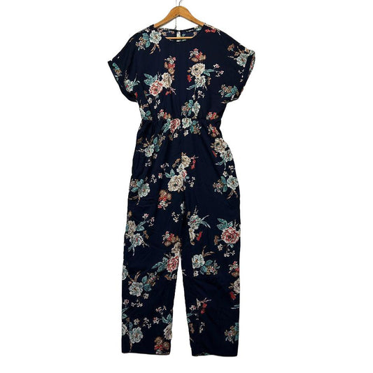 Shein Navy Floral Jumpsuit - Size XL