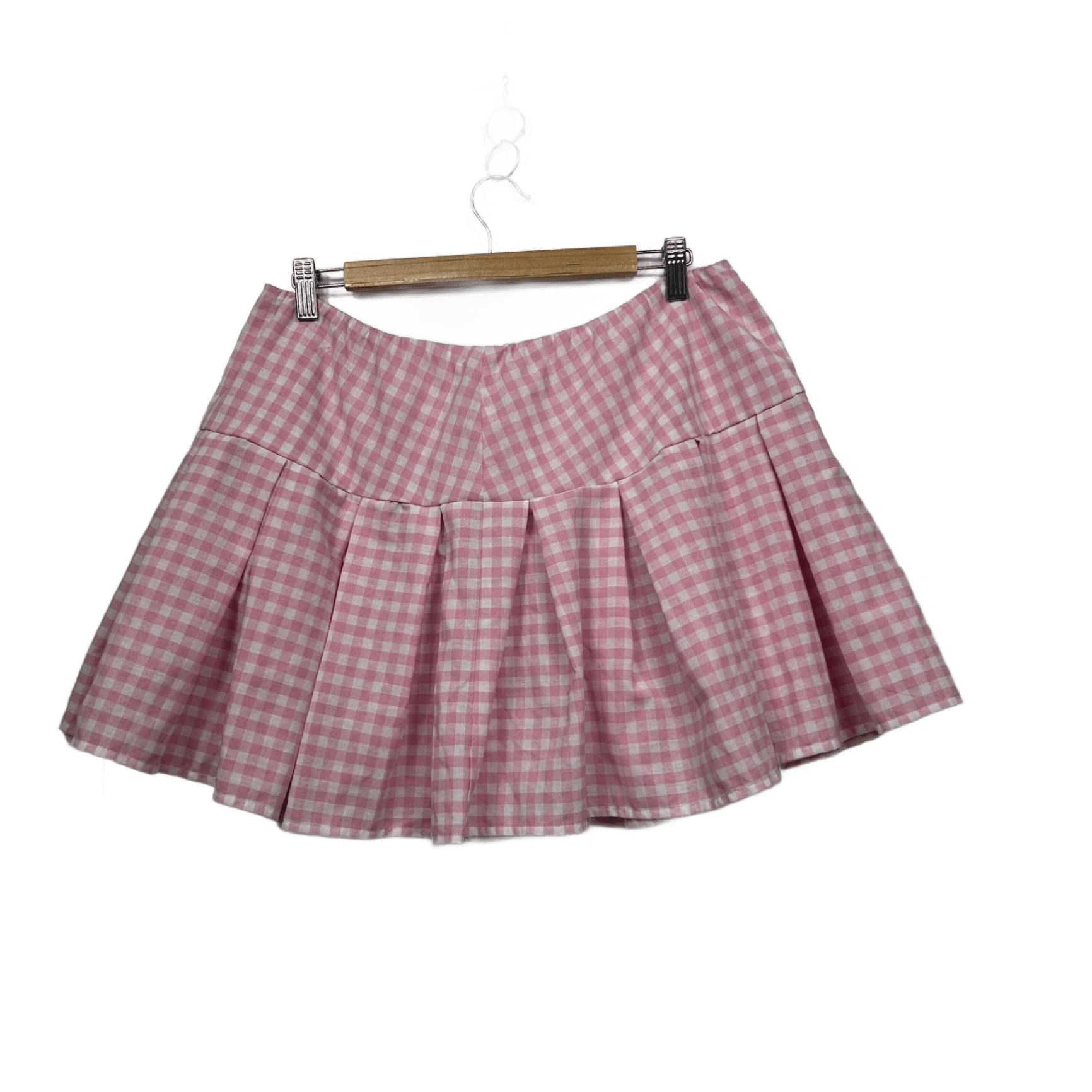 Shein Pink Gingham Check Skater Mini Skirt - Size 14