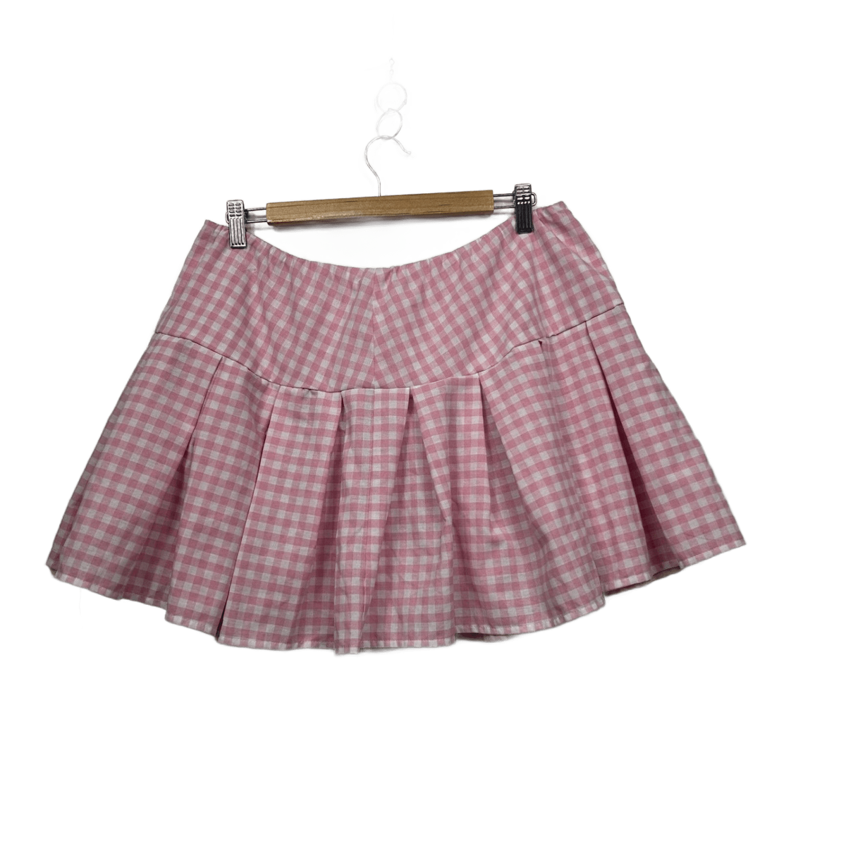 Shein Pink Gingham Check Skater Mini Skirt - Size 14