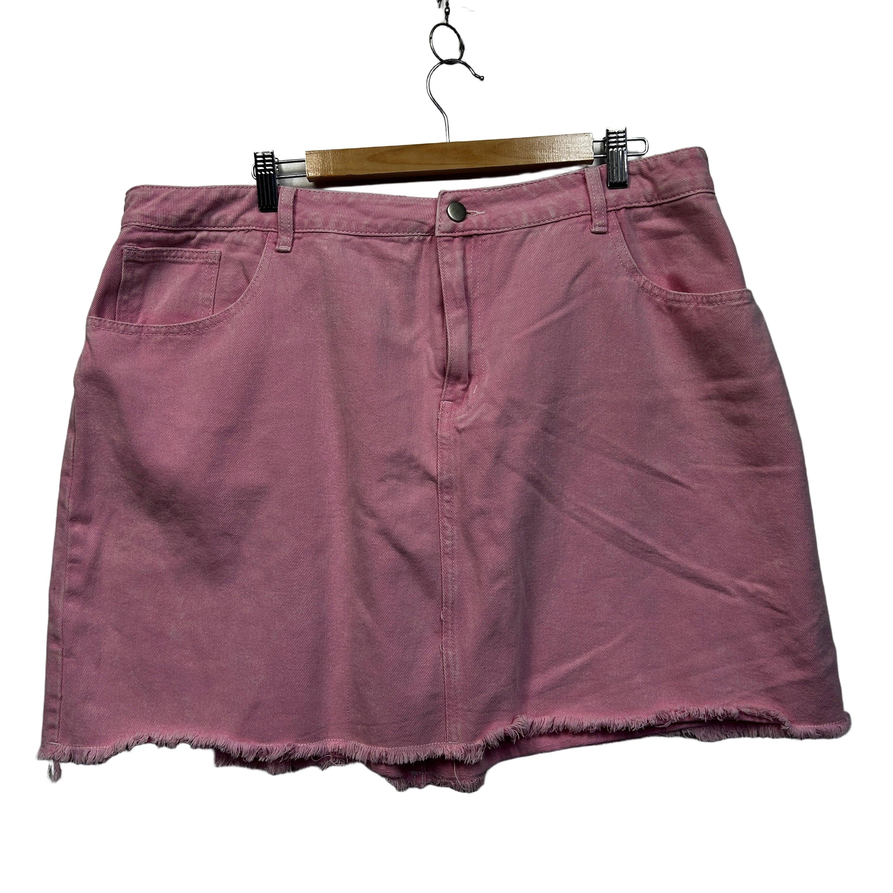 Shein Pink Plus Size Cotton Denim Mini Skirt - Size 4XL