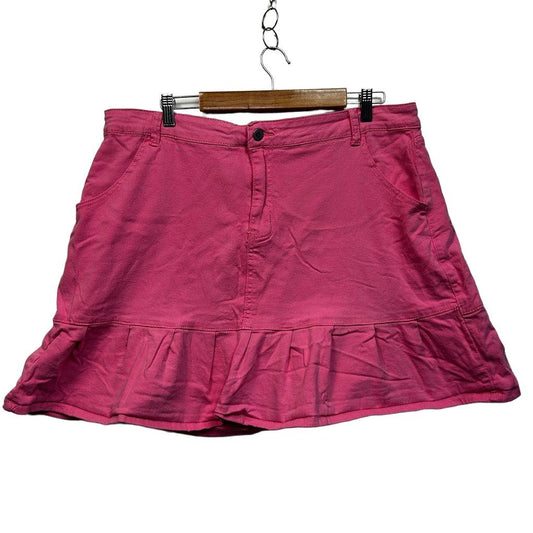 Shein Pink Plus Size Cotton Ruffle Hem Mini Skirt - Size 4XL