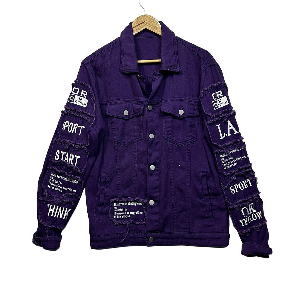 Shein Purple Cotton Denim Jacket - Size M (Oversized)
