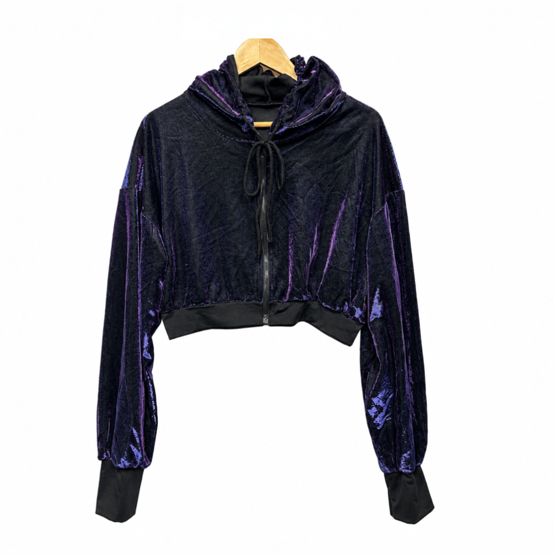 Shein Purple Cropped Hooded Bomber Jacket - Size XL