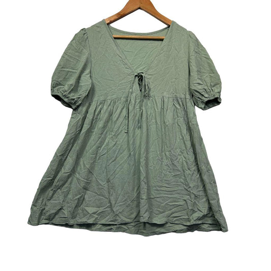 Shein Sage Green Puff Sleeve Dress - Size L