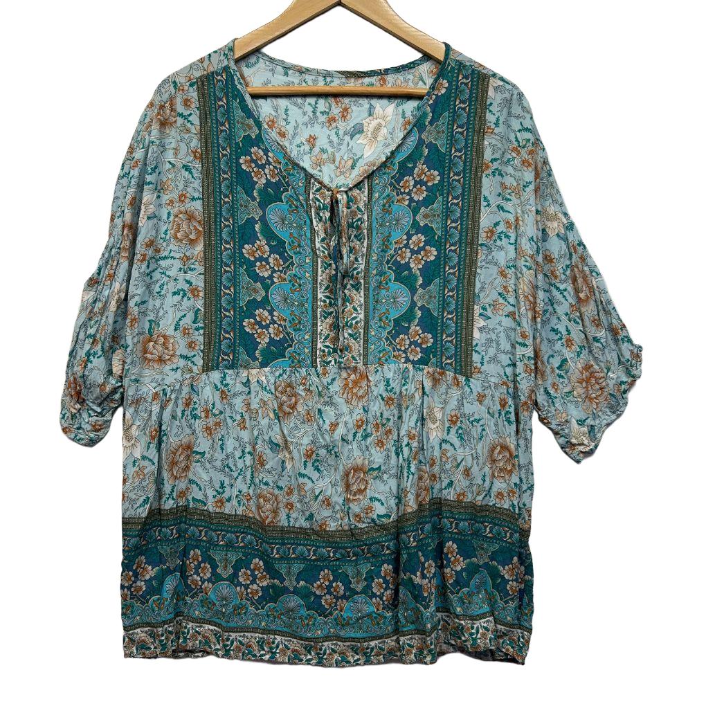 Shein Teal Floral Boho Top - Size 4XL