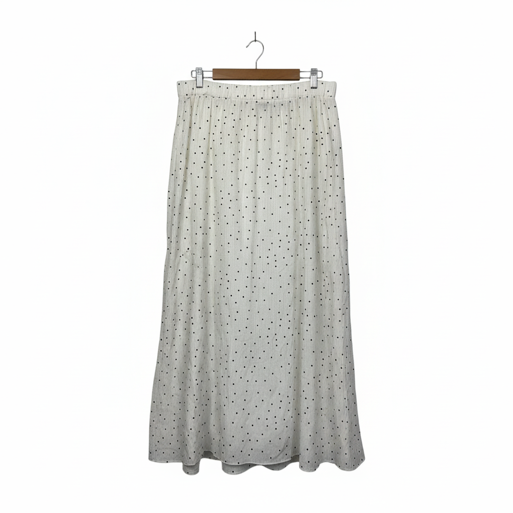 Shein White Polka Dot Maxi Skirt - Size XL