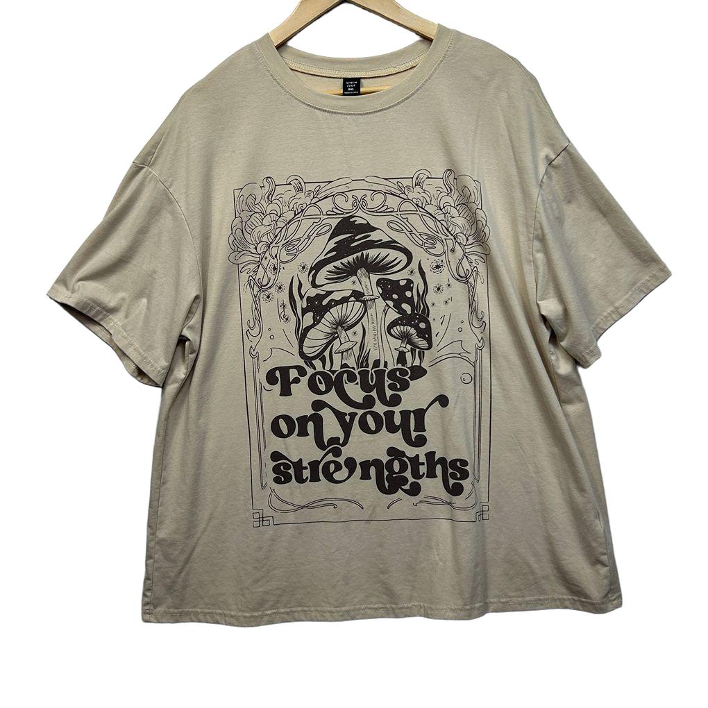 Shein Beige Cotton T-Shirt - Size 0XL