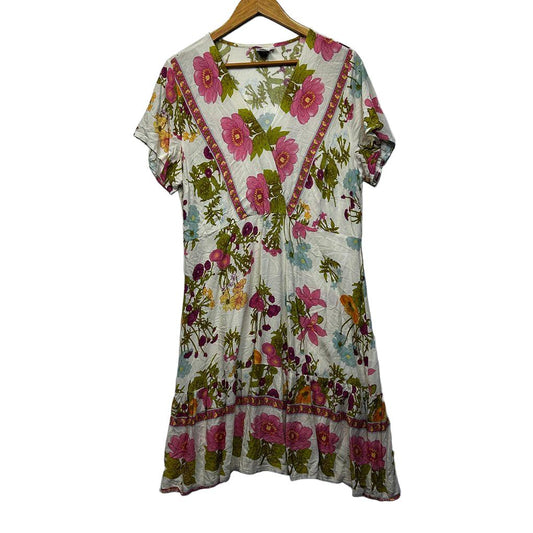 Silver Wishes White Floral Dress - Size 16