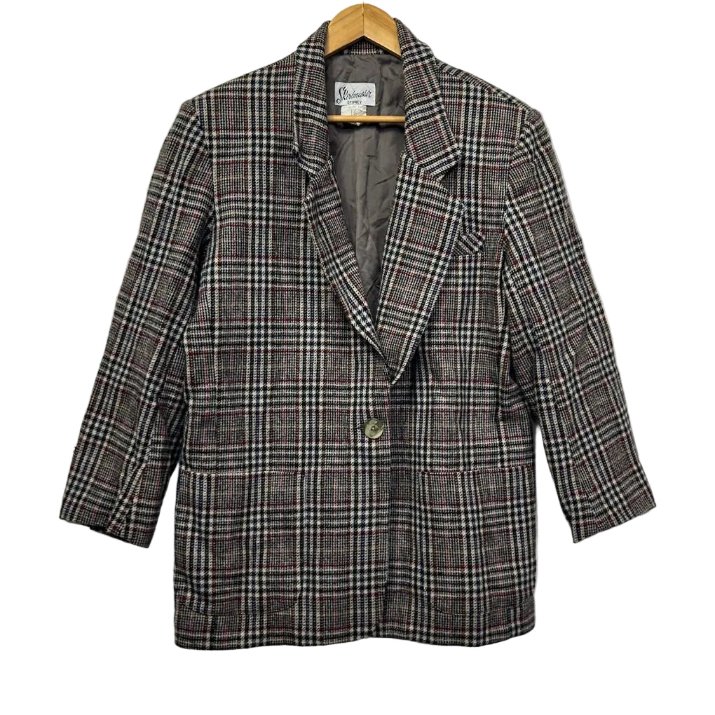 Vintage Skirtmaster Grey Check Wool Blazer - Size 16