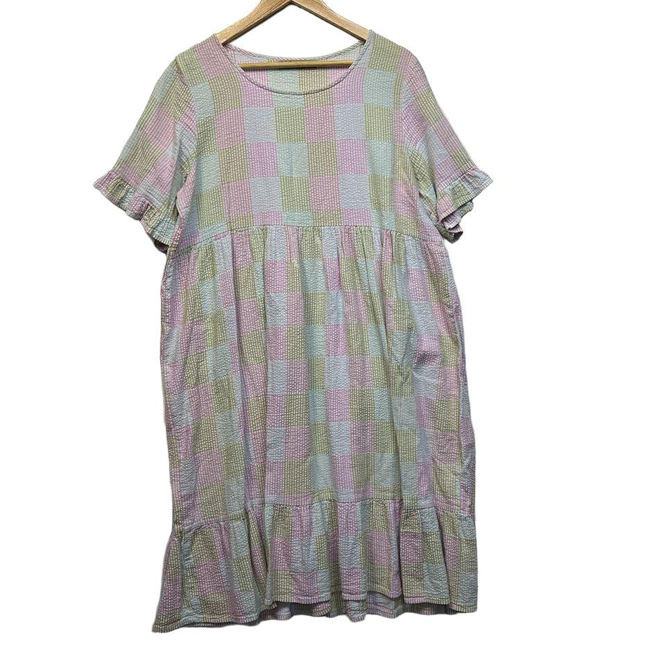 Soul Sparrow Multicoloured Check Cotton Dress - Size XL