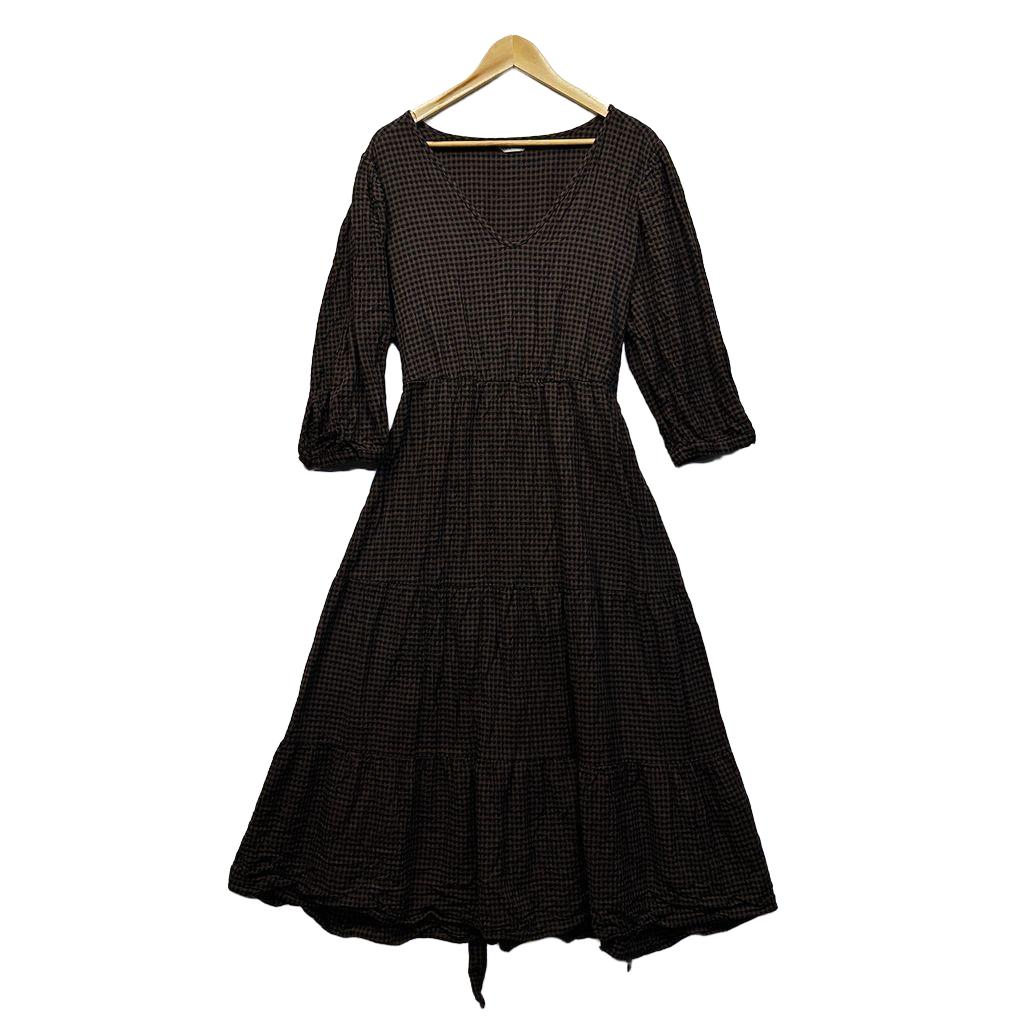 Spirit Chocolate Plus Size Cotton Gingham Check Dress - Size 18