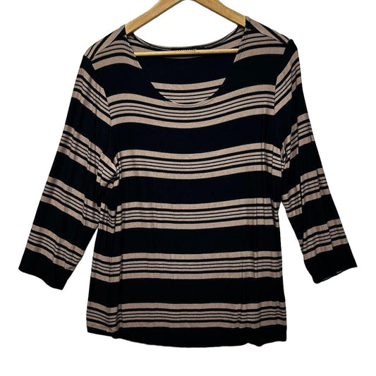 Sportscraft Black Striped Top - Size L