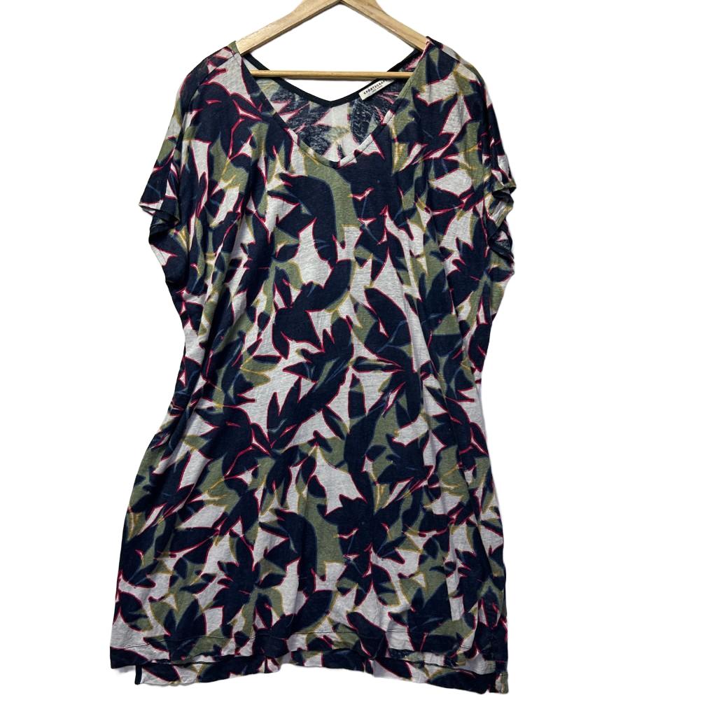 Sportscraft Navy Floral Linen Dress - Size 16/18