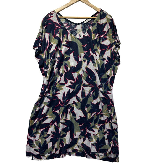 Sportscraft Navy Floral Linen Dress - Size 16/18