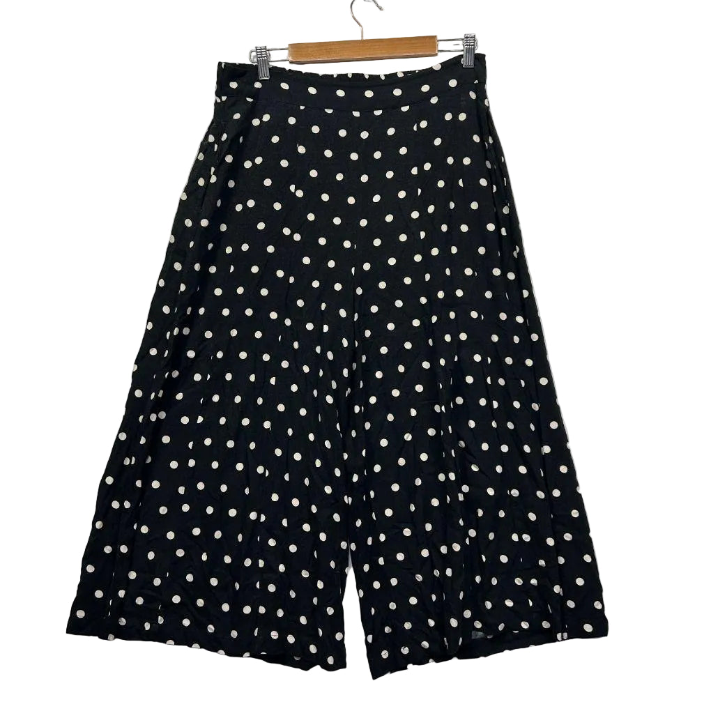 Sportsgirl Black White Dot Cropped Wide Leg Pants - Size 14