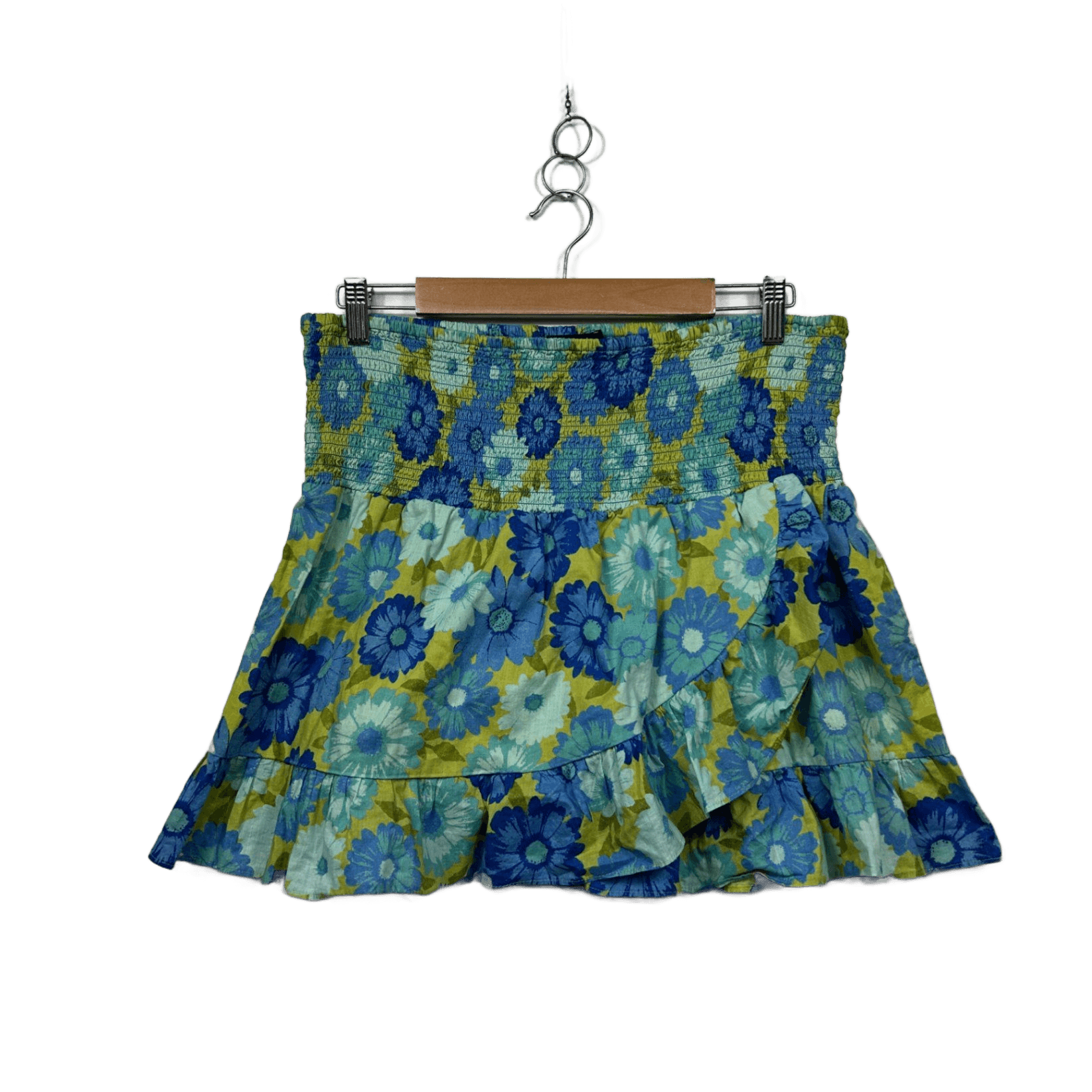 Sportsgirl Blue Green Floral Cotton Mini Skirt - Size 16