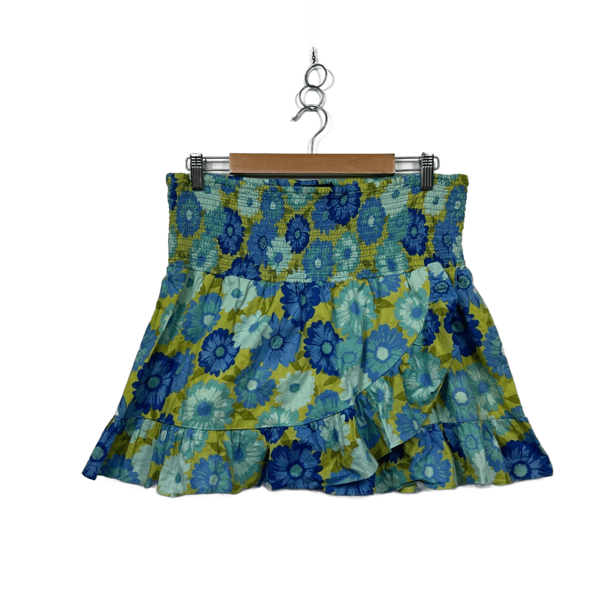 Sportsgirl Blue Green Floral Cotton Mini Skirt - Size 16