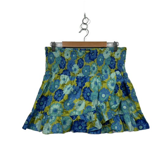 Sportsgirl Blue Green Floral Cotton Mini Skirt - Size 16