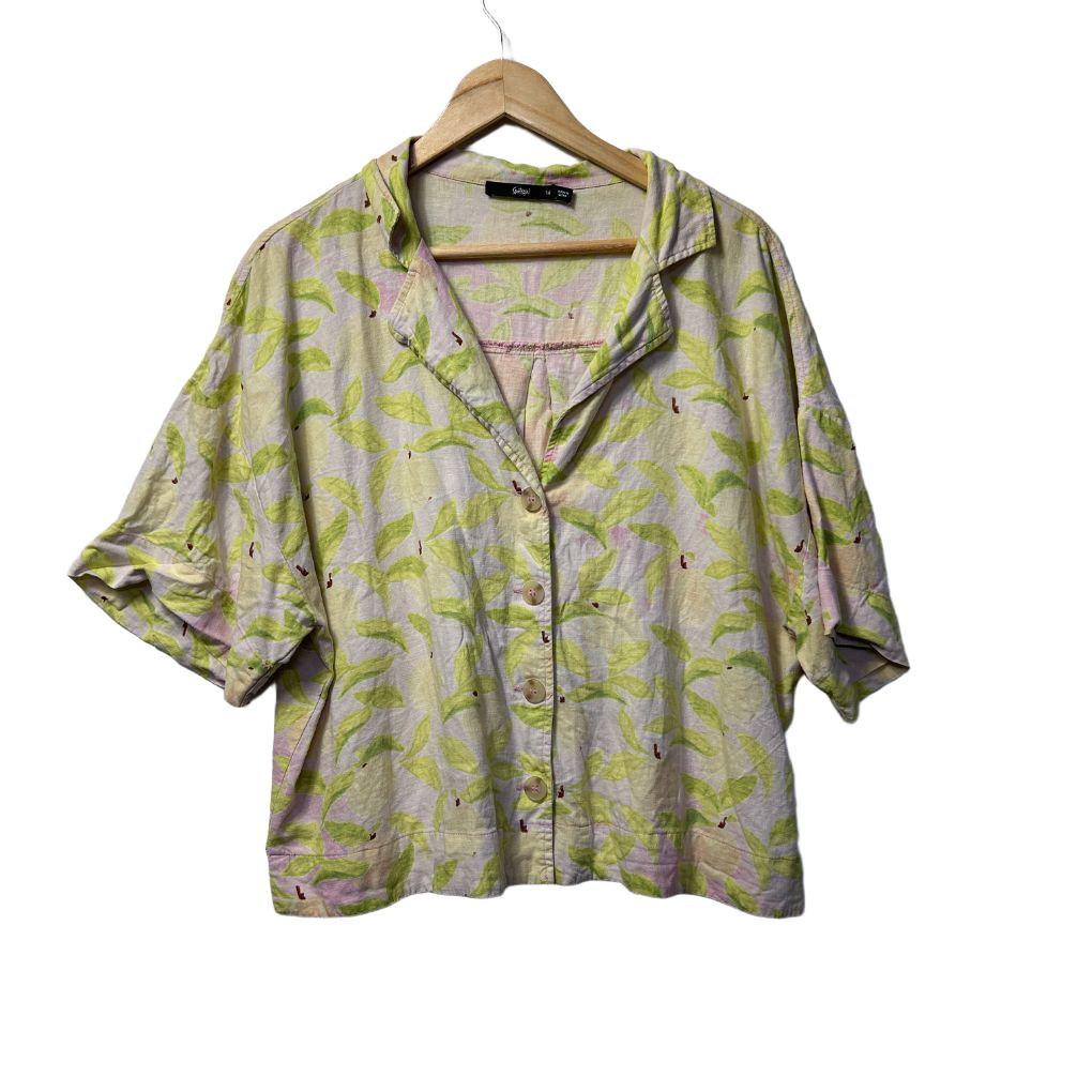 Sportsgirl Green Floral Linen Shirt - Size 14