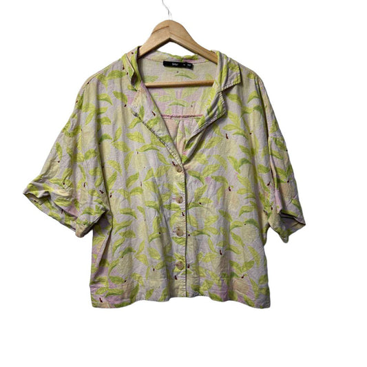 Sportsgirl Green Floral Linen Shirt - Size 14