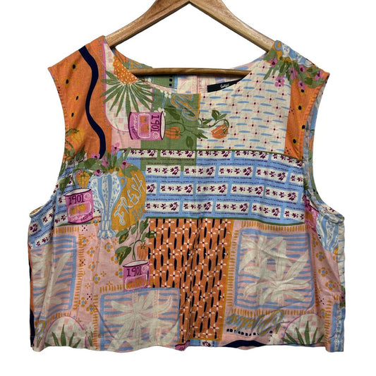 Sportsgirl Multicoloured Linen Top - Size 18