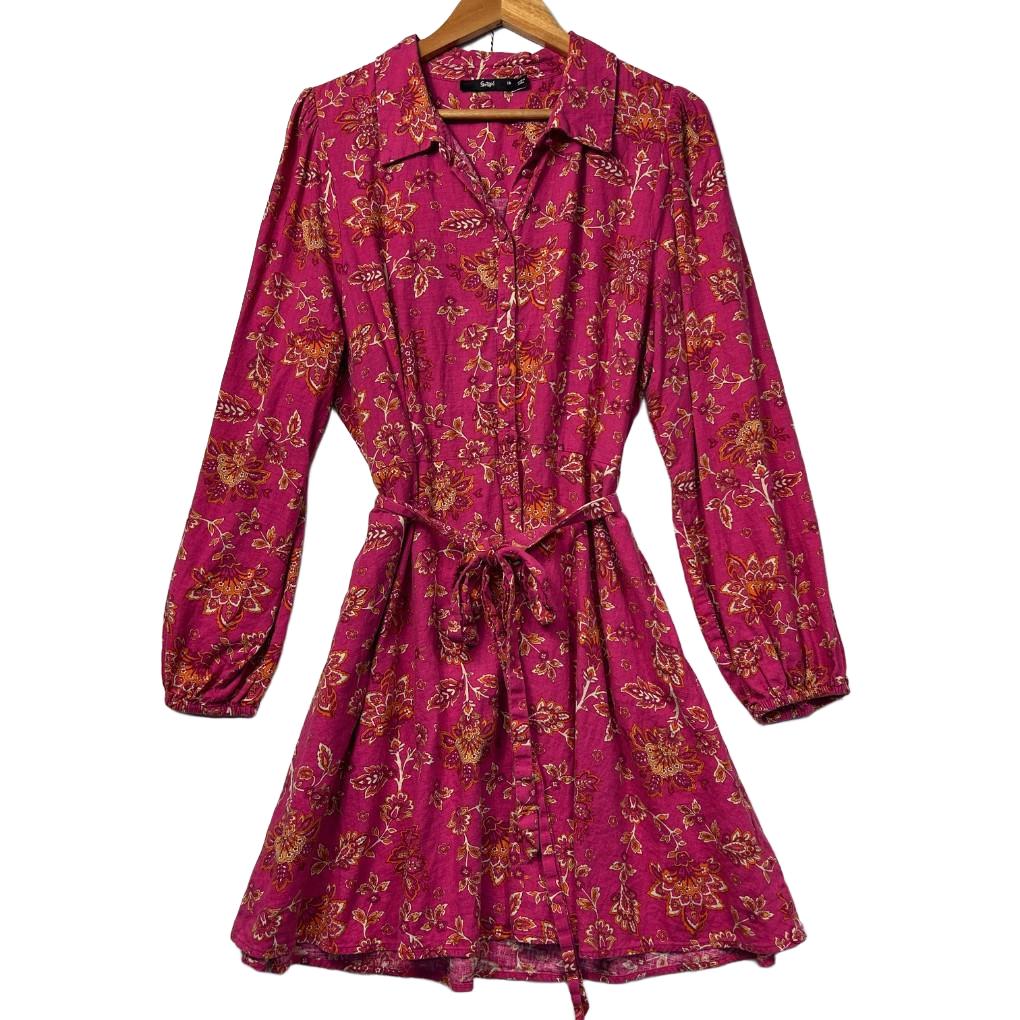 Sportsgirl Pink Linen Dress - Size 16