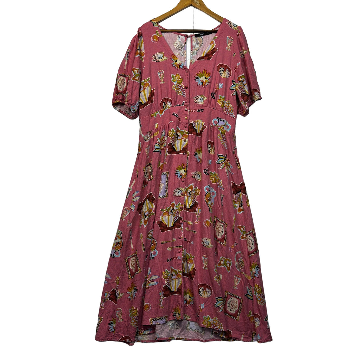 Sportsgirl Pink Plus Size Linen Dress - Size 18